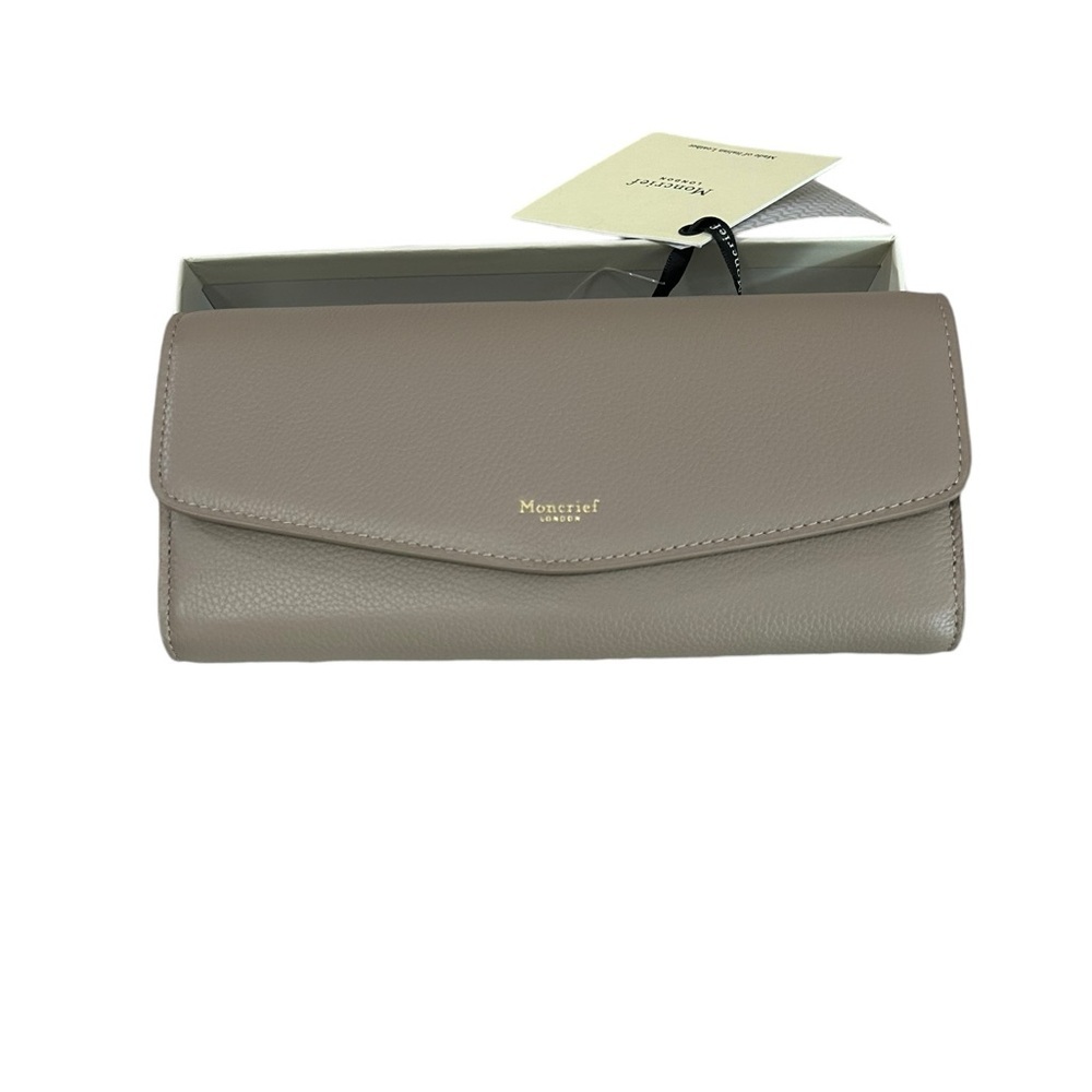 NEW Moncrief London Tillie Luxury Large Leather Wallet in Winter Taupe